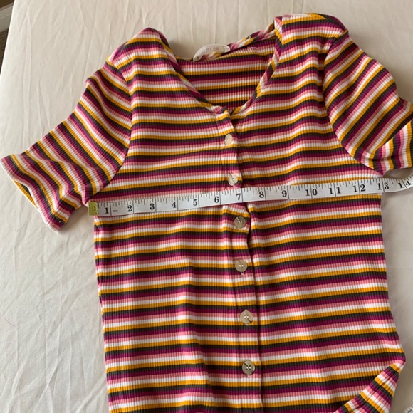 Maeve Button Up Striped Ribbed Top Multicolor Medium - Picture 8 of 8